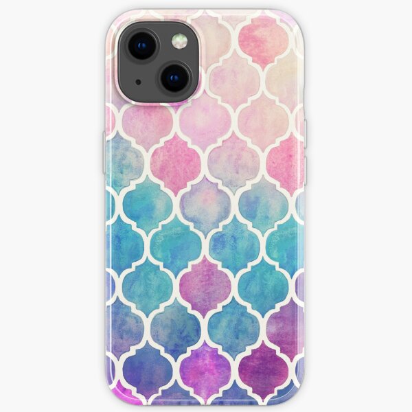 Rainbow Pastel Watercolor Moroccan Pattern iPhone Soft Case