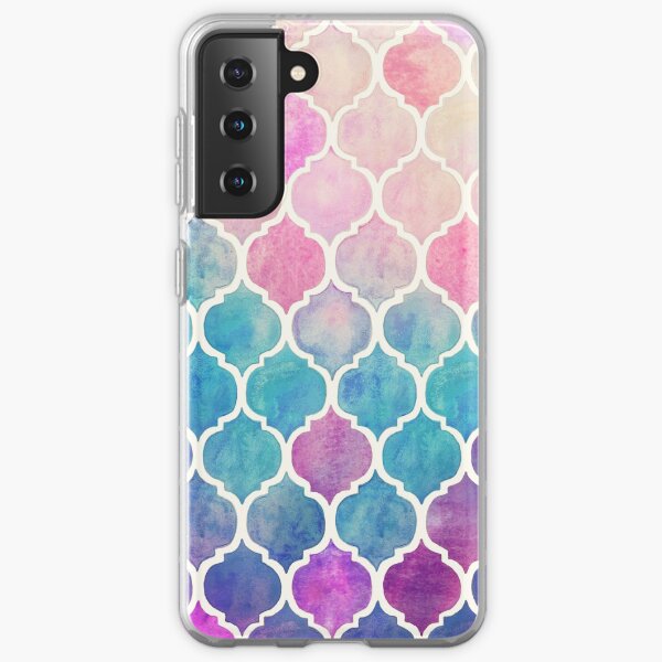 Rainbow Pastel Watercolor Moroccan Pattern Samsung Galaxy Soft Case