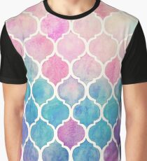 Rainbow Pastel Watercolor Moroccan Pattern Graphic T-Shirt
