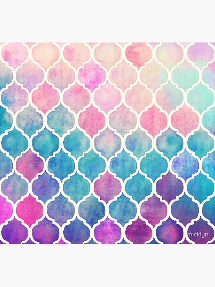 Rainbow Pastel Watercolor Moroccan Pattern by micklyn
