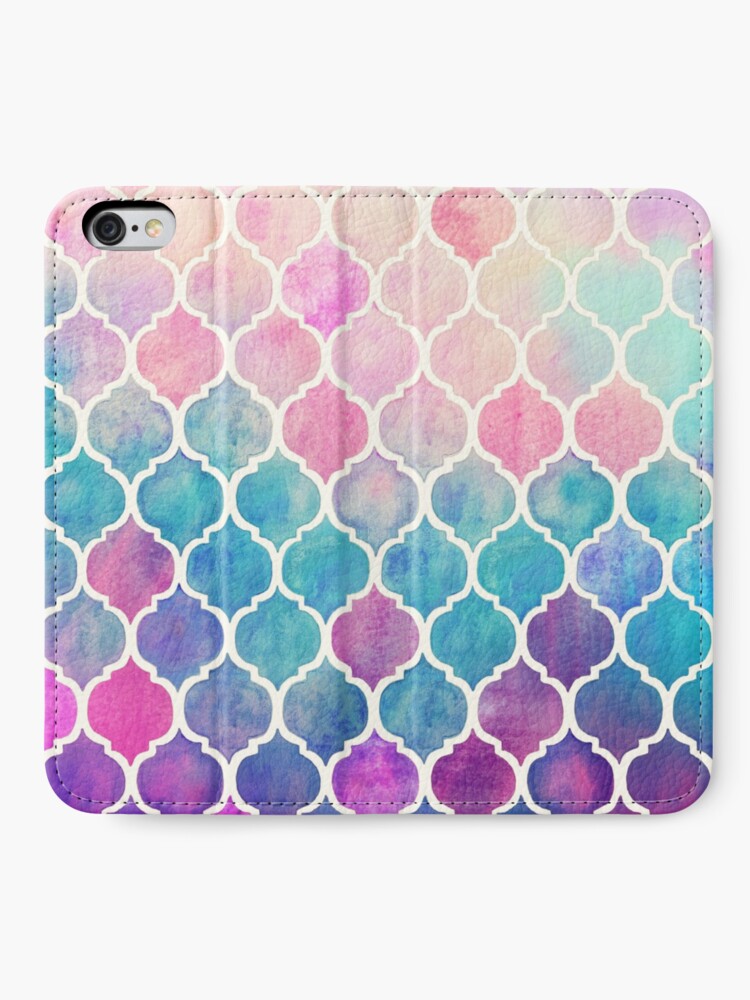 Alternate view of Rainbow Pastel Watercolor Moroccan Pattern iPhone Wallet