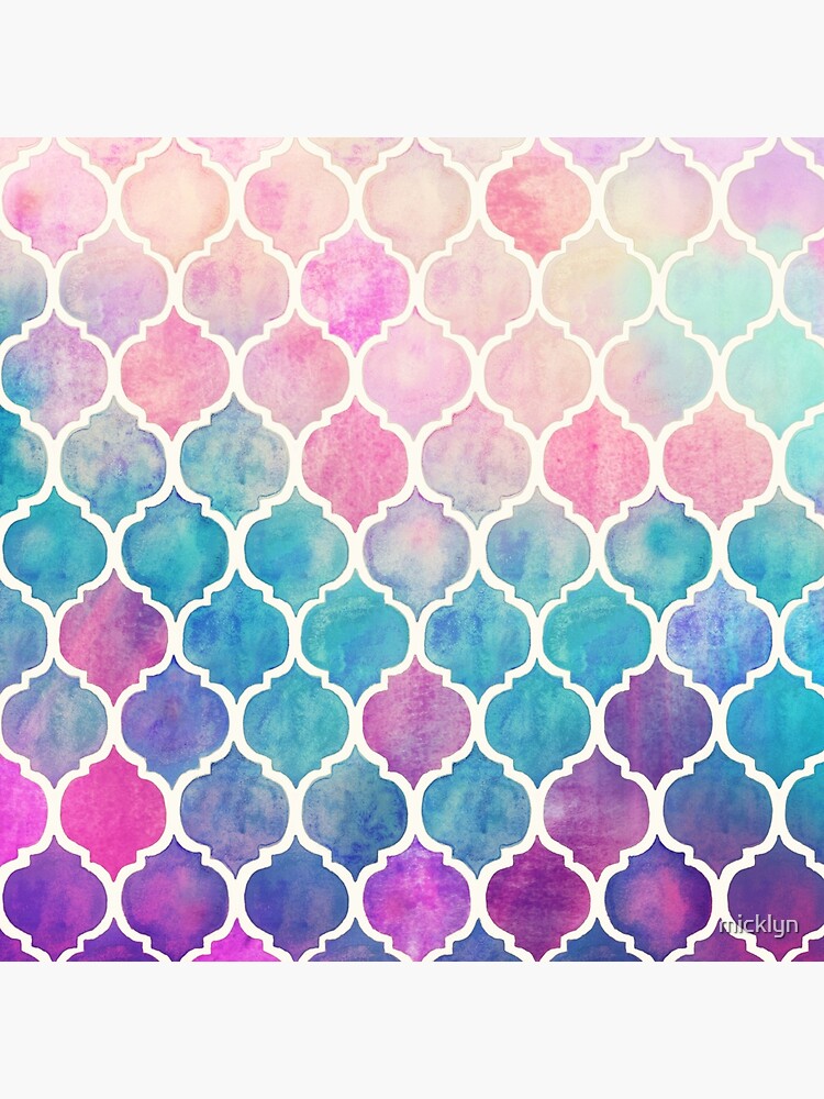 Rainbow Pastel Watercolor Moroccan Pattern by micklyn