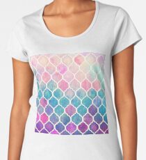 Rainbow Pastel Watercolor Moroccan Pattern Women's Premium T-Shirt