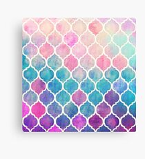 Rainbow Pastel Watercolor Moroccan Pattern Canvas Print