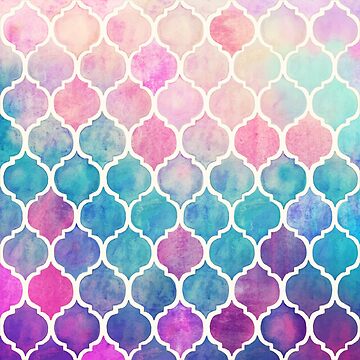 Artwork thumbnail, Rainbow Pastel Watercolor Moroccan Pattern by micklyn