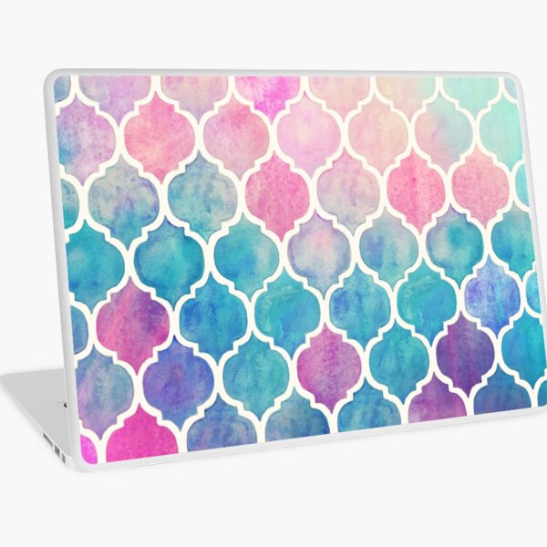 Rainbow Pastel Watercolor Moroccan Pattern Laptop Skin