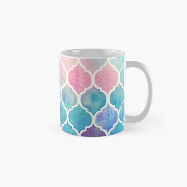 Rainbow Pastel Watercolor Moroccan Pattern Classic Mug