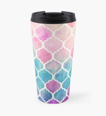 Rainbow Pastel Watercolor Moroccan Pattern Travel Mug