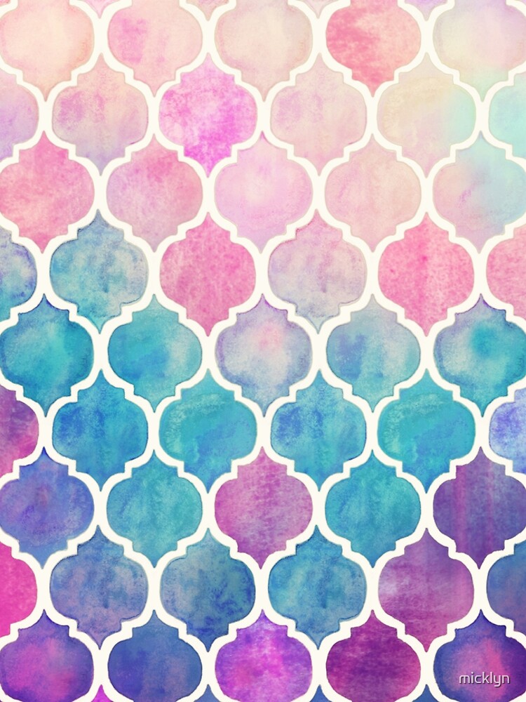 Rainbow Pastel Watercolor Moroccan Pattern by micklyn