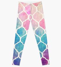 Rainbow Pastel Watercolor Moroccan Pattern Leggings