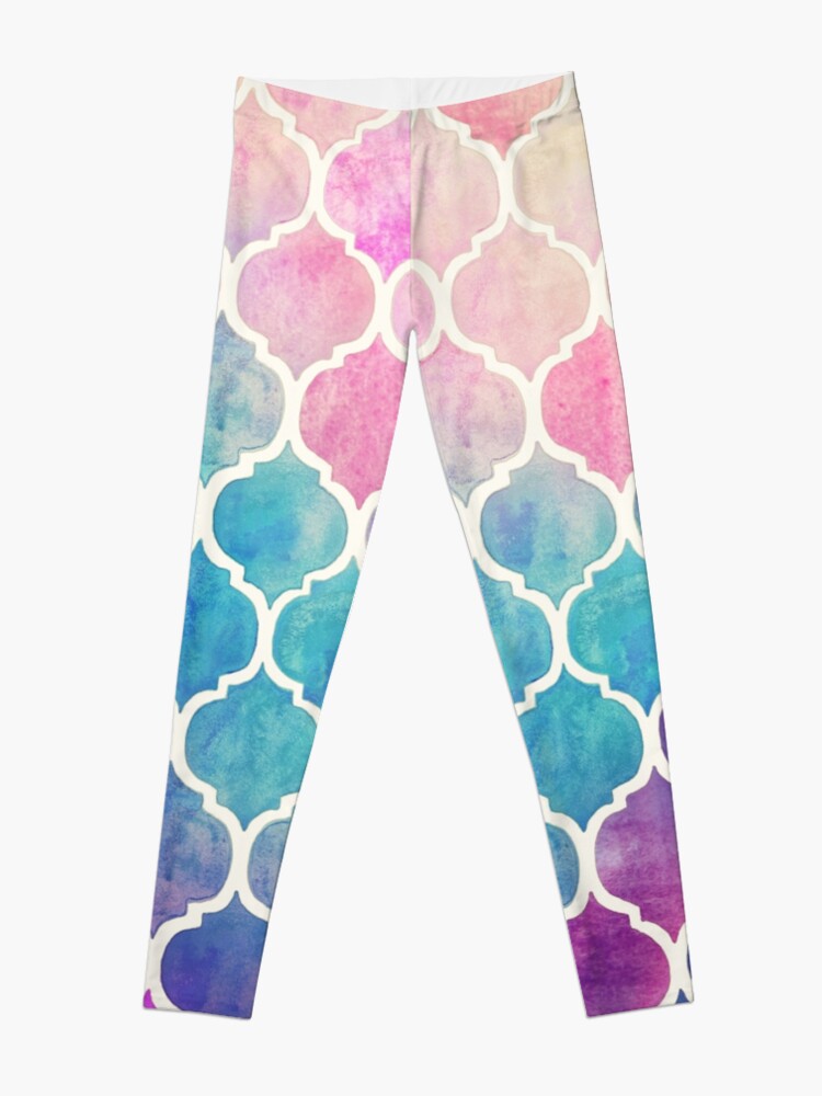 Alternate view of Rainbow Pastel Watercolor Moroccan Pattern Leggings