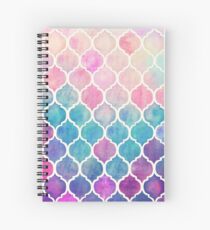 Cuaderno de espiral Rainbow Pastel Watercolor Marroquí Patrón