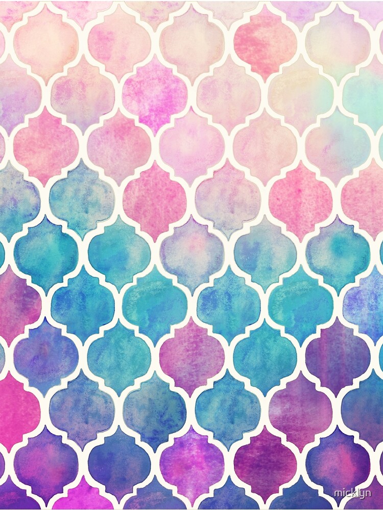 Rainbow Pastel Watercolor Moroccan Pattern by micklyn