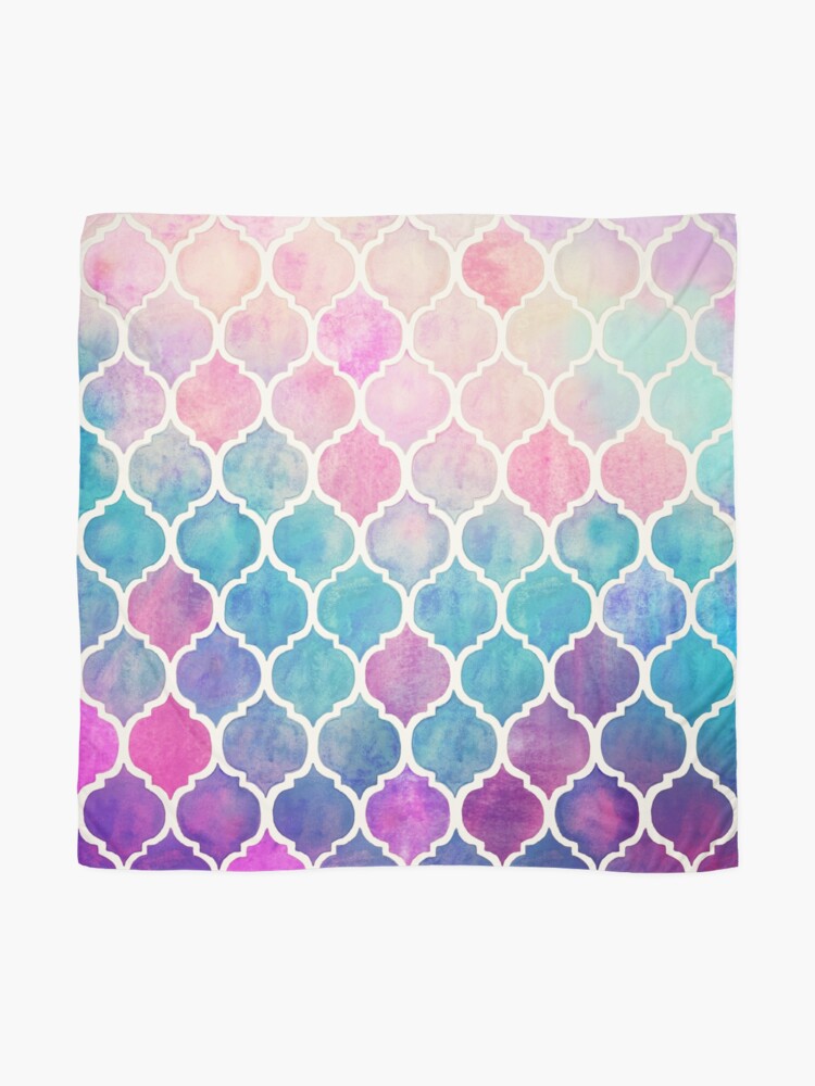 Alternate view of Rainbow Pastel Watercolor Moroccan Pattern Scarf