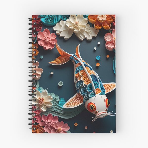 Item preview, Japanese Koi Fish with Cherry Blossoms – Ultra-Detailed Paper Quilling Style Artwork designed and sold by ColorSplash123.