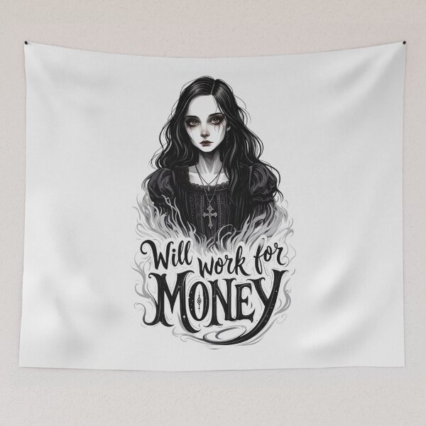 Item preview, Will Work for Money -Emo Goth girl design designed and sold by Vintage Designs +.