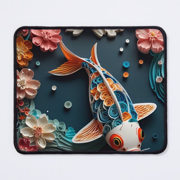 Item preview, Japanese Koi Fish with Cherry Blossoms – Ultra-Detailed Paper Quilling Style Artwork designed and sold by ColorSplash123.
