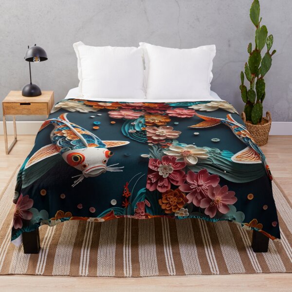 Item preview, Japanese Koi Fish with Cherry Blossoms – Ultra-Detailed Paper Quilling Style Artwork designed and sold by ColorSplash123.