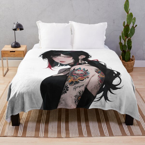 Item preview, Colorful Tattooed Punk Anime Girl – Neon Ink & Street Style Art designed and sold by Ping0686.