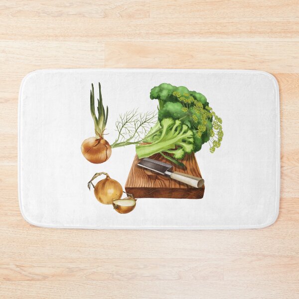 Item preview, Fresh vegetables and herbs arranged on a wooden cutting board in a vibrant kitchen setting designed and sold by Ms. Iryna.