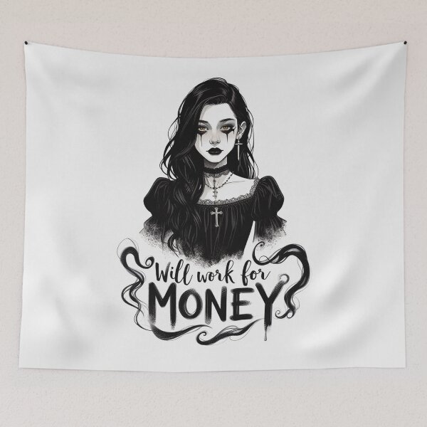 Item preview,  Will Work for Money -Emo Goth girl design designed and sold by Vintage Designs +.