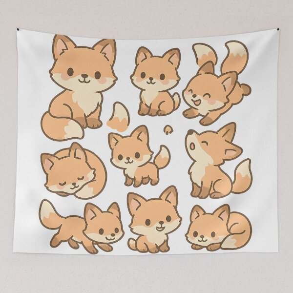 Artikelvorschau, Niedliches Kawaii-Fuchs-Illustrationsset entworfen und verkauft von SassyArtistry.