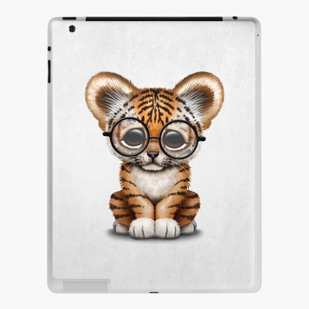 Funda Y Vinilo Para Ipad Cute Baby Tiger Cub Con Gafas De Jeffbartels Redbubble