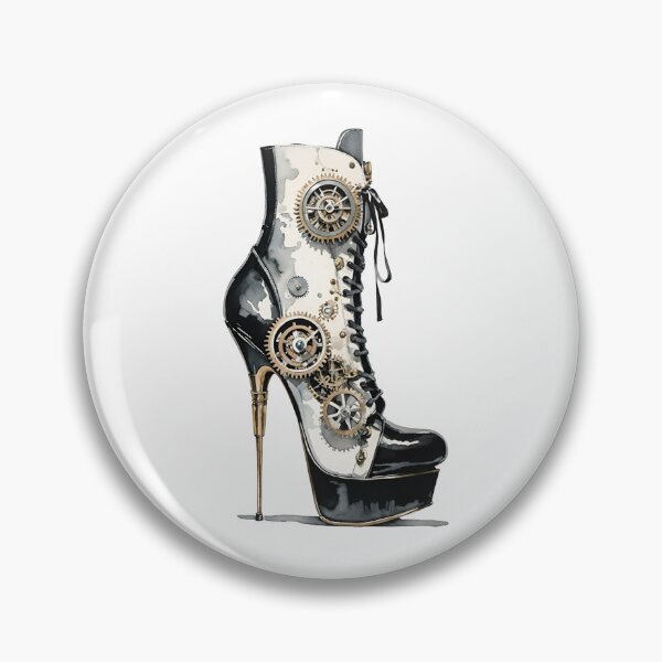 Aperçu de l'œuvre Stiletto Steampunk noir blanc punk créée et vendue par IHImage.