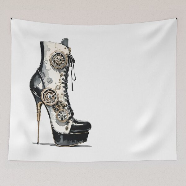 Aperçu de l'œuvre Stiletto Steampunk noir blanc punk créée et vendue par IHImage.