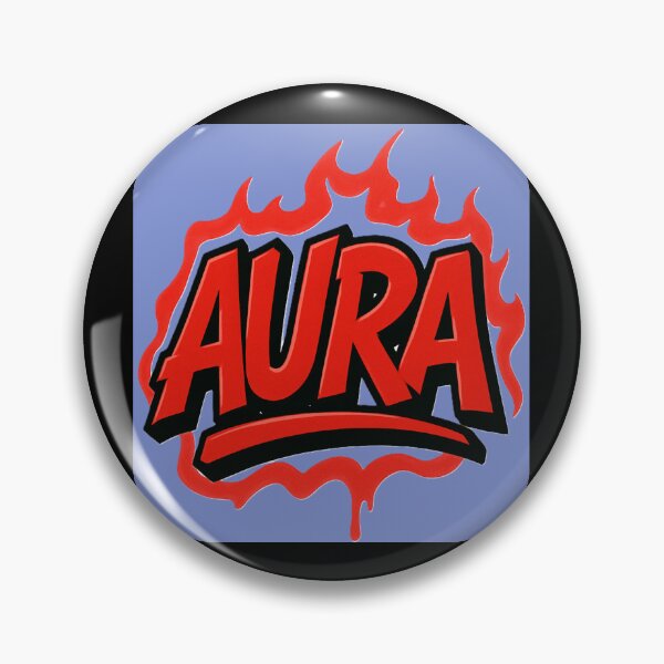 Item preview, Red Graffiti “AURA” on blue. designed and sold by DesignsMjB.