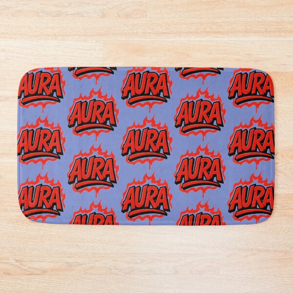 Item preview, Red Graffiti “AURA” on blue. designed and sold by DesignsMjB.
