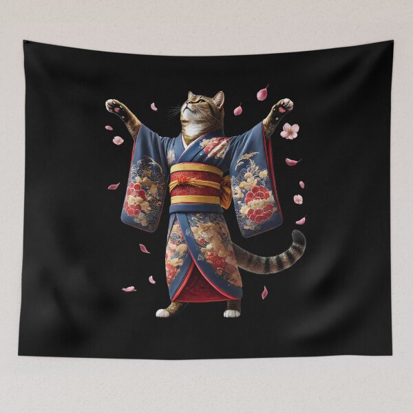 Item preview, Cat Japanese Art Kimono Harajuku Kitten Lover designed and sold by Kimberley King Art  King Art.