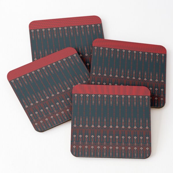 Item preview, Traditional Red and Black Sin Fabric Pattern designed and sold by Dailyprintstyle.