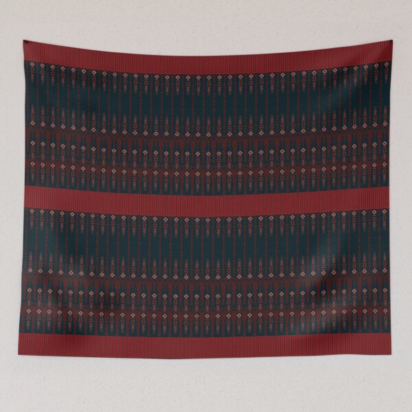 Item preview, Traditional Red and Black Sin Fabric Pattern designed and sold by Dailyprintstyle.