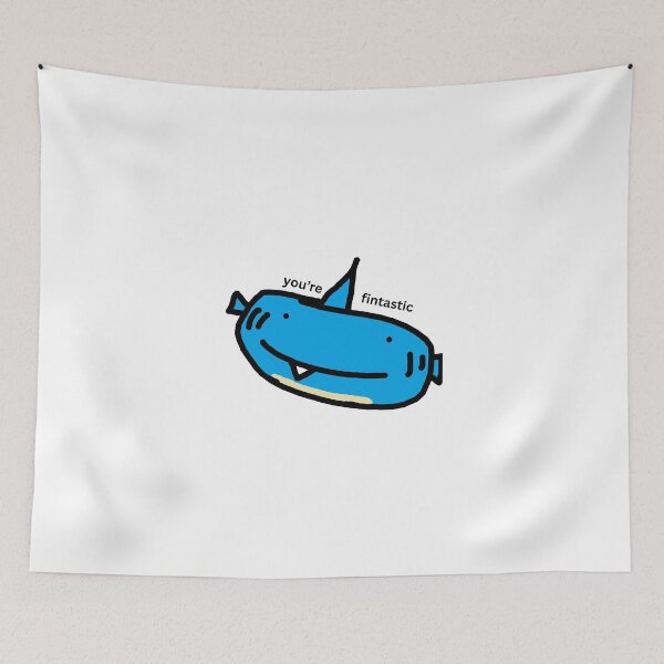 Item preview, Cute Cartoon Shark Sticker – Funny “You’re Fintastic” meme designed and sold by FrontLobe.