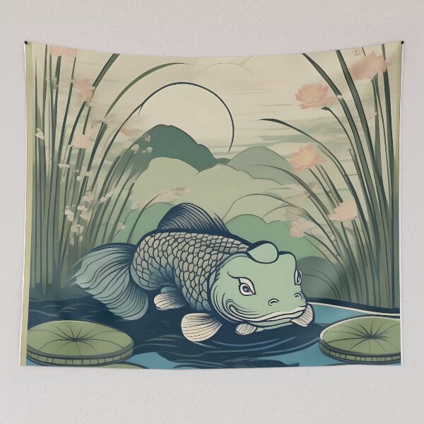 Item preview, Lotus Pond Kappa – Traditional Japanese Folklore Art designed and sold by Vandy Fullam.
