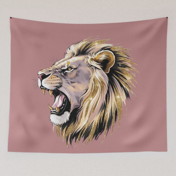 Item preview, Portrait lion roaring and showing his teeth glitter design designed and sold by IHImage.