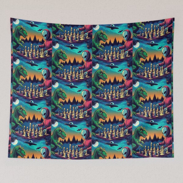 Item preview, alien and dinosaur chess playing designed and sold by Dogandesighn.