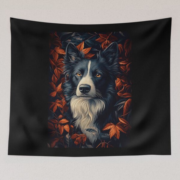 Item preview, Border Collie Portrait with Autumn Leaves designed and sold by PetsArt.