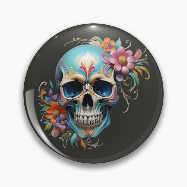 Item preview, Skull skull playful with flowers and tendrils colorful designed and sold by IHImage.