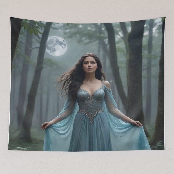 Item preview, Cottagecore Lunar Witch – Cozy Magical Woman in Moon Garden designed and sold by MissSaylor.