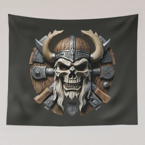 Item preview, Skull skull decorated with frame wood look 3D designed and sold by IHImage.