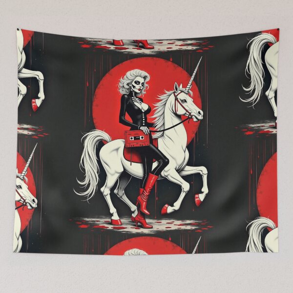 Item preview, Skeleton Riding A Unicorn designed and sold by WHITE FLAME PRINTS.