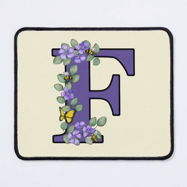 Item preview, Letter F, Decorated Purple Initial, Eucalyptus Leaves, Periwinkles, Bees and Butterfly designed and sold by JoyfulWhimsy.