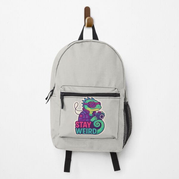 Item preview, Stay Weird Lizard Photographer Sticker | Retro Colorful Gecko with Camera Art designed and sold by Inkora-Art.