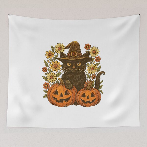 Item preview, Catful pumpkins halloween｜ghost cat png｜black cat halloweening｜fall ghostly pumpkin｜boho floral cat shirt｜boho floral cats, fall boho png designed and sold by PixelBlooming.