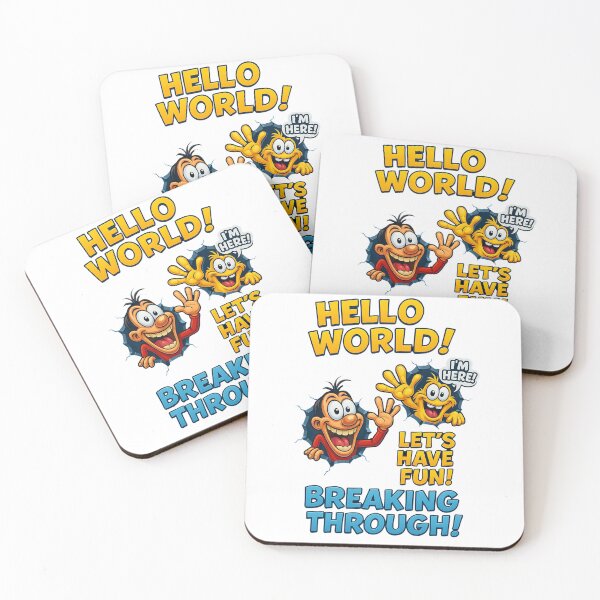 Item preview, Funny Cartoon Characters Breaking Through – Hello World Comic Design designed and sold by Sitred123.