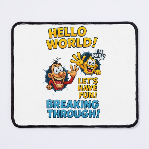 Item preview, Funny Cartoon Characters Breaking Through – Hello World Comic Design designed and sold by Sitred123.