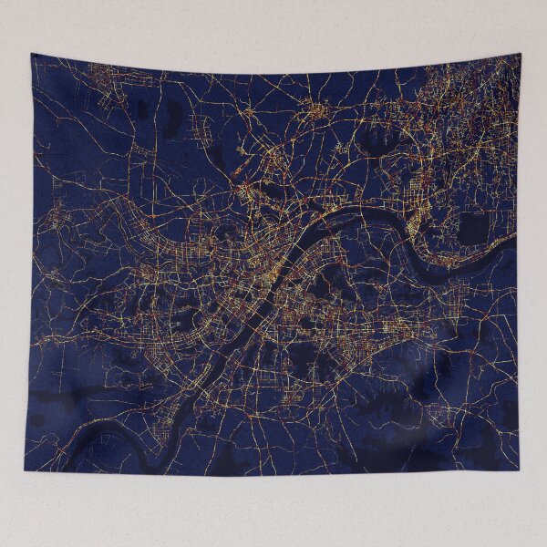 Item preview, Wuhan, Hubei, China Map - City At Night  designed and sold by deMAP.