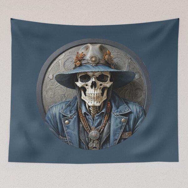 Item preview, Skull with jeans and hat with frame blue 3D designed and sold by IHImage.